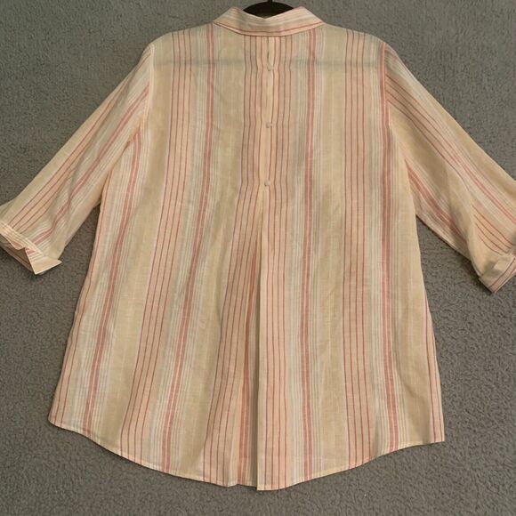 Chicos Womens 2 Large Blouse 100% Linen Button Up Tunic Blouse No Iron 3/4 NWT - Picture 6 of 6